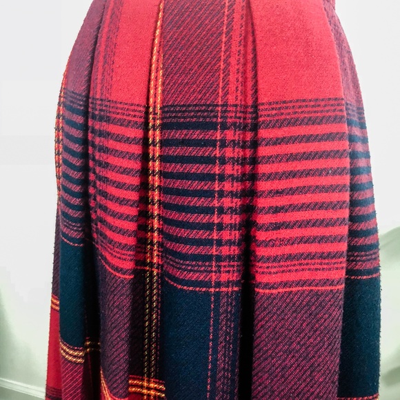 Vintage Red and Blue Plaid Midi Skirt - Picture 2 of 9